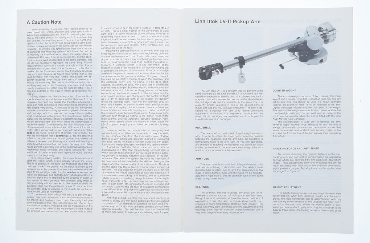 Linn LP12 Brochure (Preowned, Ref 005817) – LP12 Bits