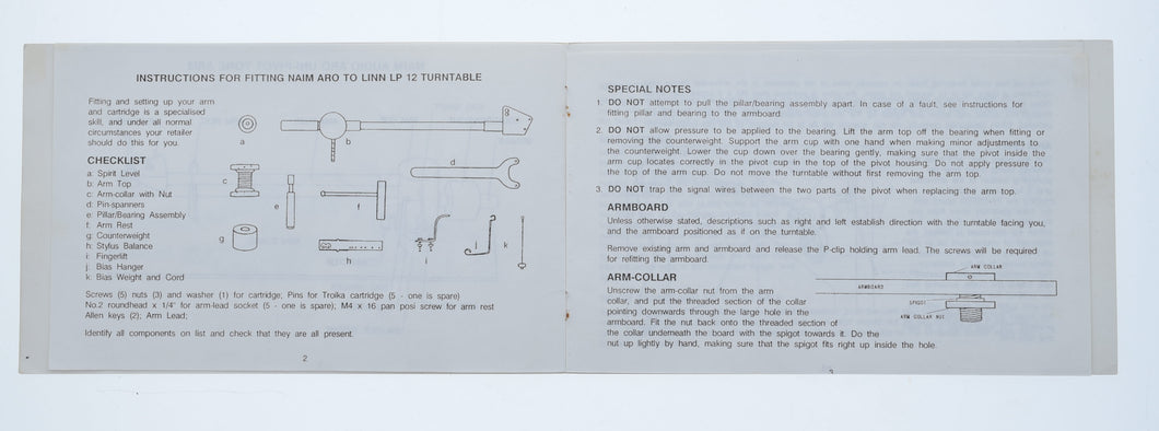 Naim Aro Owners Manual (Preowned, Ref 004471)