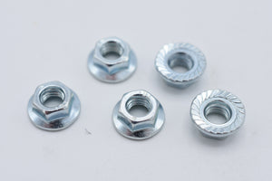 5 off M5 Flange Nuts  (New, Ref 001202)
